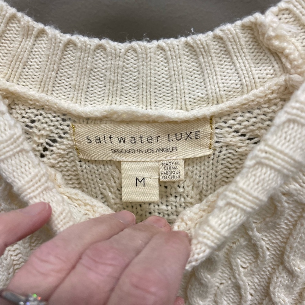 Saltwater LUXE Cream Cable Knit Sweater - Picture 2 of 4